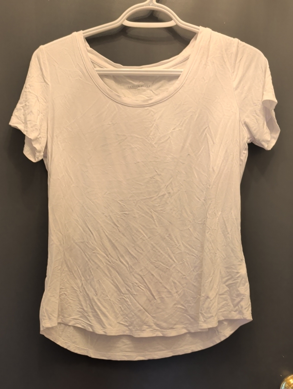 Denver Hayes White Scoop Neck Short Sleeve Tee